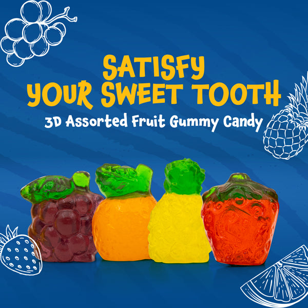 3D Gummy Candy Assorted Fruit-Shaped | 11-Ounce Bag