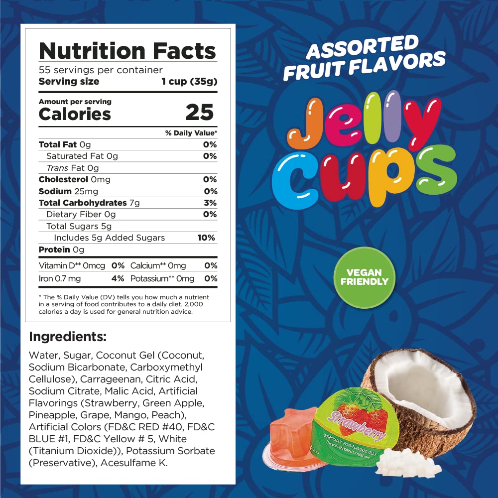 Jelly Cups Assorted Fruit Candy, 55 Count Jar Funtasty Candy