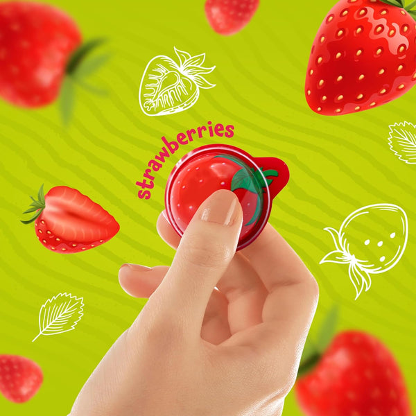 Strawberry Gummy Balls - 19 Ounce Jar (30 Count) - Jelly Filled Gummies - Individually Wrapped Gummy Candy - Kids Party Favors - Candy for Goody Bags by Funtasty