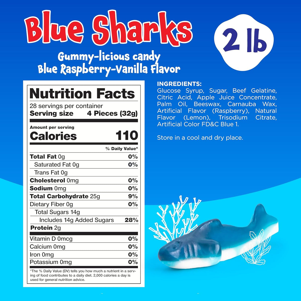 blue gummy shark vape Gummy Sharks - 2 Pound Pack - Blue Shark Gummies