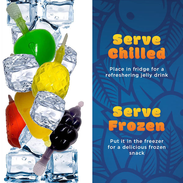 Funtasty Fruit Squeezable Jellies - 40 Count Jar - Tik Tok Candy - Halloween Treat in Assorted Fruit Flavors - Mango, Strawberry, Apple, Pineapple, and Grape