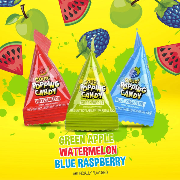 Sour Popping Rocks - 40 Mini Packs - Easter Candy - Sour Popping Candy Individually Wrapped - Easter Eggs Fillers - Assorted Fruit Flavors - Party Favors