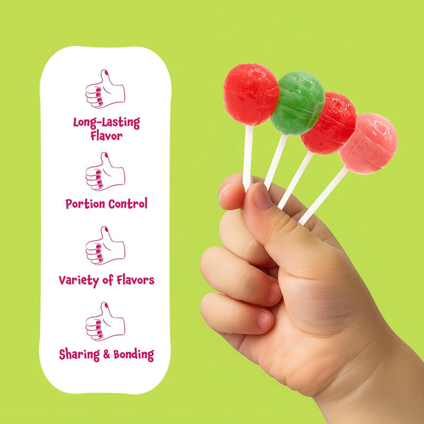 Fruit Lollipops - 6 Pound Bulk Box (About 108 Count) - Assorted Fruit Flavors - Sour Gum-Filled Pops - Individually Wrapped Halloween Candy - Kids' Party Favors