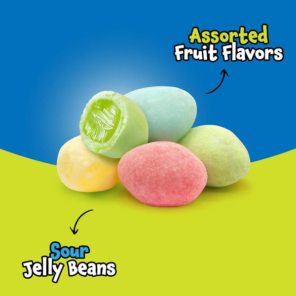 Sour Jelly Beans – 120 Mini Pouches (28 oz) | Cherry, Apple, Lemon & Blue Raspberry | Individually Wrapped Sour Candy for Halloween, Classroom Rewards & Party Favors – by Funtasty