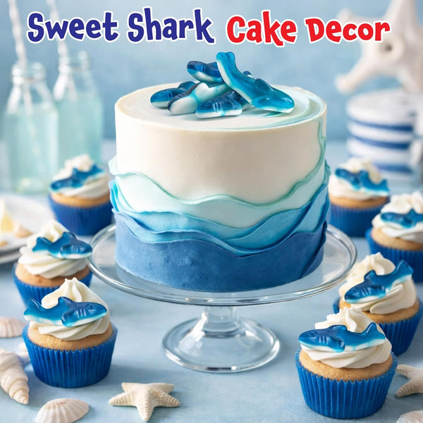 Gummy Sharks - 2 Pound Pack - Blue Shark Gummies - Blue Candy for Goodie Bags, Gifting, Snacking & Dessert Decorating - Chewy Candy with Raspberry Flavor