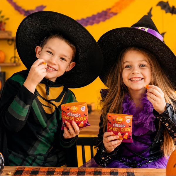 Classic Candy Corn - 24 Count Individually Packed Pouches, 0.85 Oz Each - Halloween Candy Bags for Party Favors, Trick or Treat, Events, and Snacks