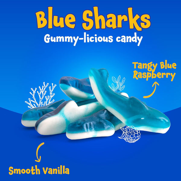 Gummy Sharks - 11 Ounce Pack - Blue Shark Gummies - Blue Candy for Goodie Bags, Gifting, Snacking & Dessert Decorating - Chewy Candy - Raspberry-Vanilla Flavor