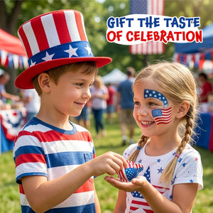 Patriotic Gummy Candy - 19 Ounce Jar (30 Count) - Strawberry & Grape Jam Center