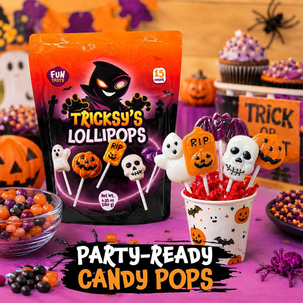 Halloween Candy, Spooky Lollipops Individually Wrapped - 15 Count Pack