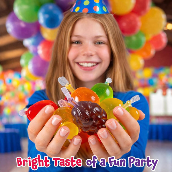 Fruit Squeezable Jellies - 40 Count Jar - Tik Tok Candy - Easter Eggs Fillers - Fun Jelly Treat in Assorted Fruit Flavors - Easter Candy - Mango, Strawberry, Apple, Pineapple & Grape