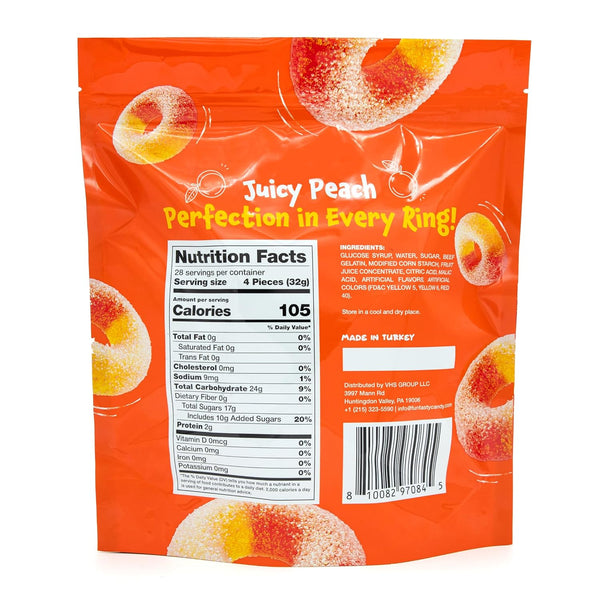 Peach Rings - 2 Pound Bulk Pack - Gummy Candy - Sour and Sweet Classic Treat