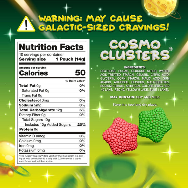 Crunchy Gummy Stars Candy, Sour Gummy Candy - 10 Packs