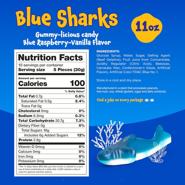 Funtasty Blue Sharks Gummy Candy, Blue Raspberry Marshmallow Flavor - 11-ounce Bag Funtasty Blue Sharks Gummy Candy, Blue Raspberry Marshmallow Flavor - 11-ounce Bag