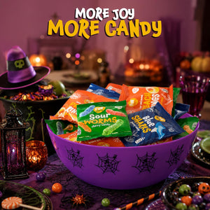 Close up view of Halloween Gummy Candy Variety Pack candy packaging and contents