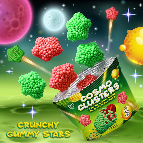 Crunchy Gummy Stars Candy, Sour Gummy Candy - 10 Packs