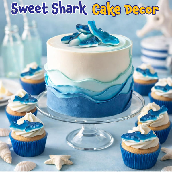 Gummy Sharks - 11 Ounce Pack - Blue Shark Gummies - Blue Candy for Goodie Bags, Gifting, Snacking & Dessert Decorating - Chewy Candy - Raspberry-Vanilla Flavor
