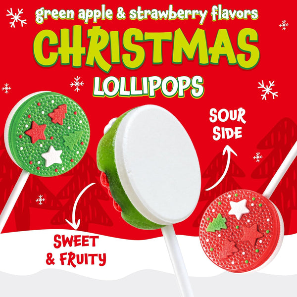 Christmas Lollipops, Individually Wrapped Candy for Holiday Parties, 40 Count Pack