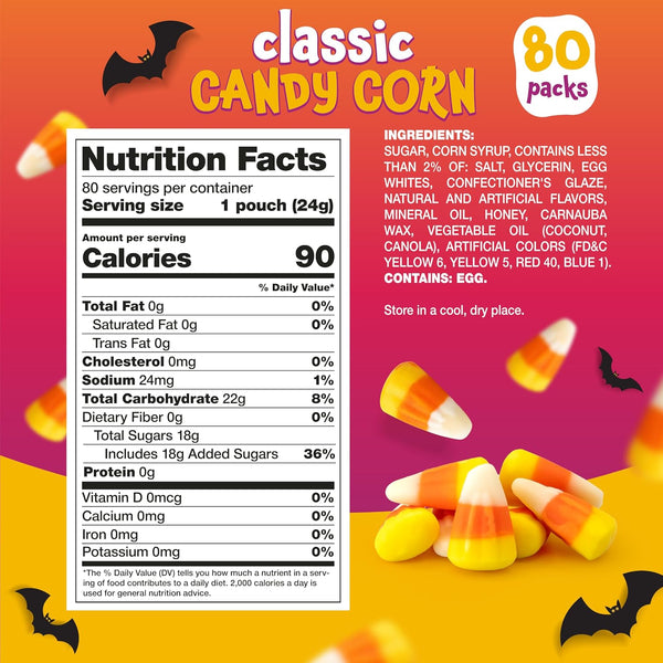 Candy Corn, Halloween Candy Individually Wrapped - 80 Packs | Old Fashioned Candy, Trick or Treat Candy, Fall Treats