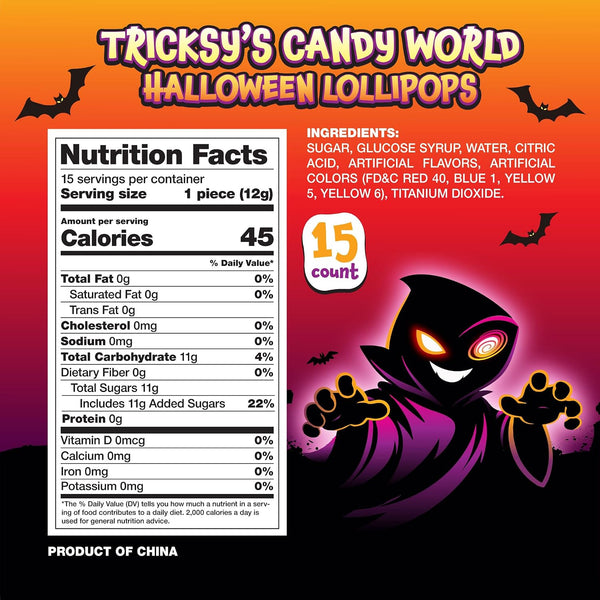 Halloween Candy, Spooky Lollipops Individually Wrapped - 15 Count Pack