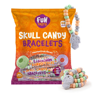 Skull Candy Bracelets | 21 Ounce Bag | Fruit Flavors - Individually Wrapped Halloween Candy