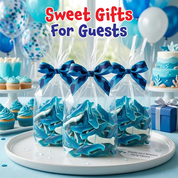 Gummy Sharks - 2 Pound Pack - Blue Shark Gummies - Blue Candy for Goodie Bags, Gifting, Snacking & Dessert Decorating - Chewy Candy with Raspberry Flavor