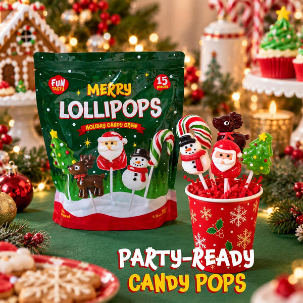 Merry Lollipops, Christmas Candy Individually Wrapped - 15 Count Pack