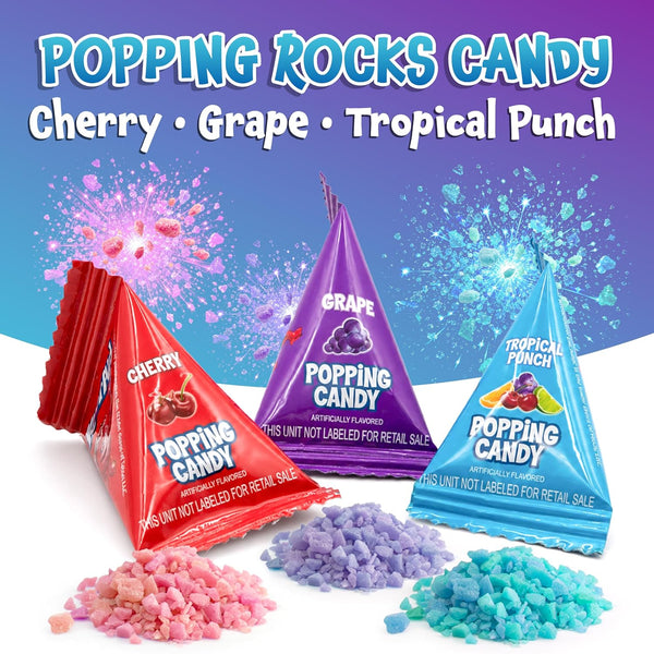 Popping Candy, Popping Rocks Pouches, Fruit Flavors - 40 Count Bag