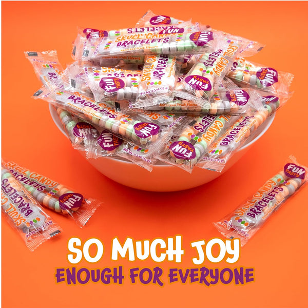 Skull Candy Bracelets | 21 Ounce Bag | Fruit Flavors - Individually Wrapped Halloween Candy