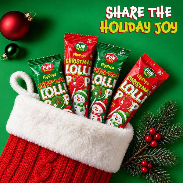 Christmas Lollipops, Individually Wrapped Candy for Holiday Parties, 40 Count Pack