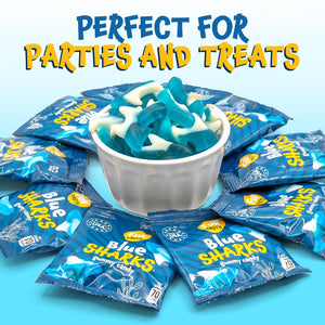 Gummy Sharks - 10 Packs - Blue Shark Gummies Individually Wrapped - Raspberry Marshmallow Flavor - Blue Candy for Goodie Bags, Gifting, Snacking and Party Favors