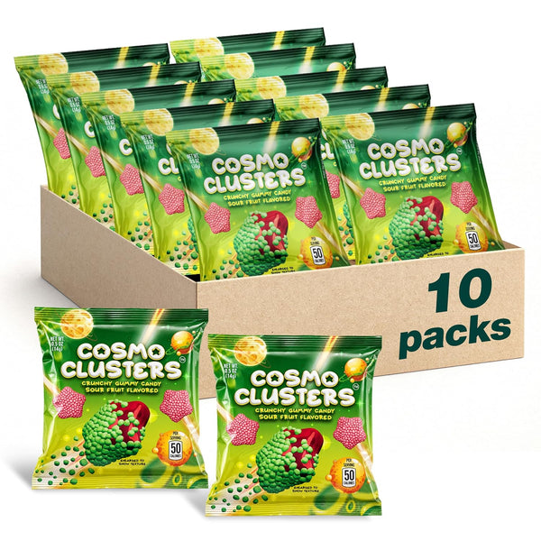 Crunchy Gummy Stars Candy, Sour Gummy Candy - 10 Packs