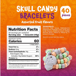 Skull Candy Bracelets | 21 Ounce Bag | Fruit Flavors - Individually Wrapped Halloween Candy