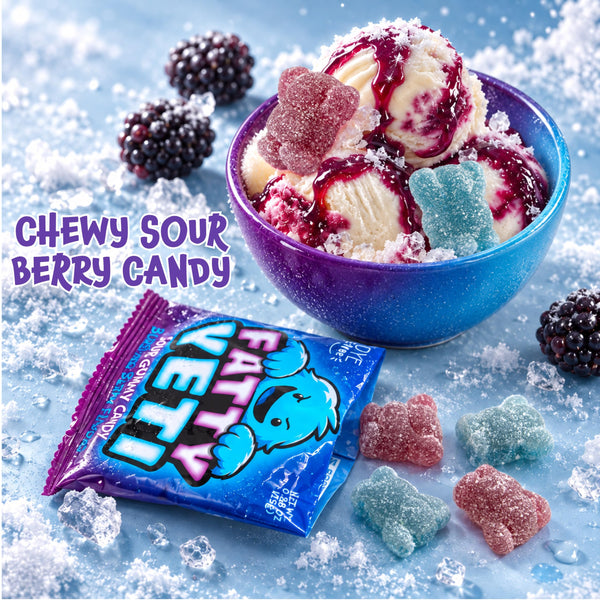Sour Gummy Candy, Dye Free Candy, Yeti Gummies, Berry Flavors, 10 Packs