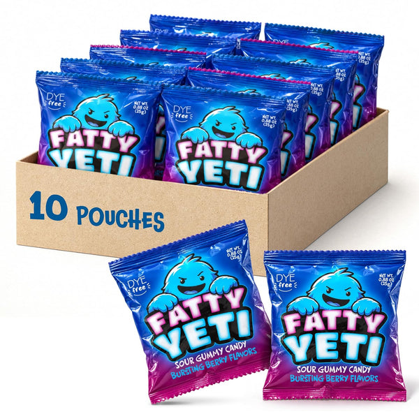 Sour Gummy Candy, Dye Free Candy, Yeti Gummies, Berry Flavors, 10 Packs
