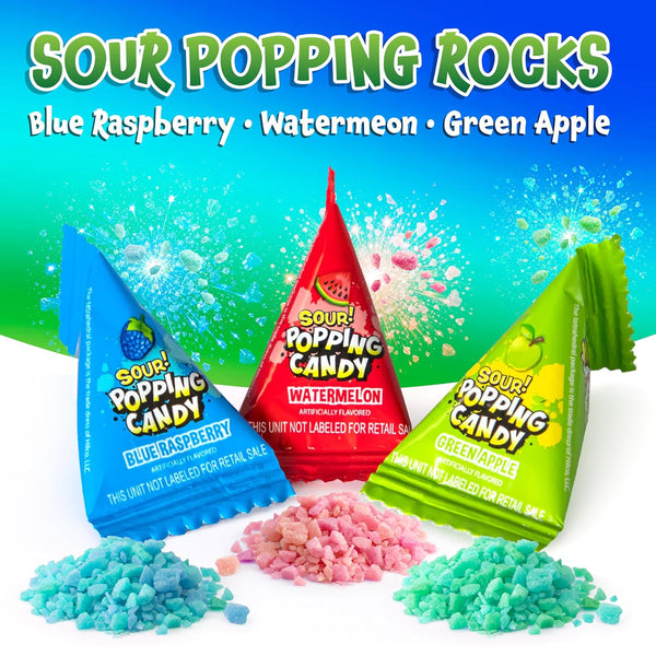 Sour Popping Rocks, Popping Candy Individually Wrapped - 40 Mini Packs