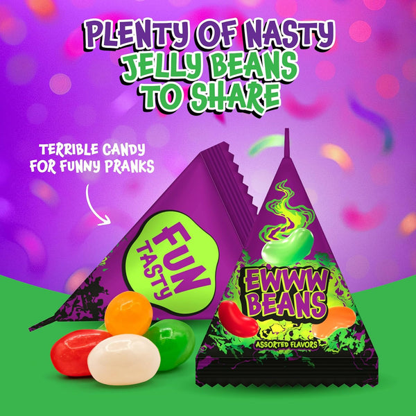 Ewww Beans Gross Jelly Beans - 60 Count Bag (12 Oz) - Weird Candy - Nasty Flavors Candy Individually Wrapped - Prank Candies for Challenge Party Games by Funtasty