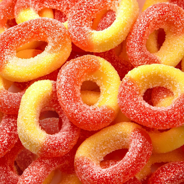 Peach Rings - 11 Ounce Pack - Gummy Candies - Sugar Coated Sweet & Sour Candy - Peach Gummies for Snacking, Sharing, Office Jars & Gift Baskets - Soft Gummy Rings