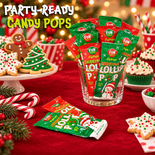 Christmas Lollipops, Individually Wrapped Candy for Holiday Parties, 40 Count Pack