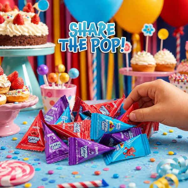 Popping Candy, Popping Rocks Pouches, Fruit Flavors - 40 Count Bag