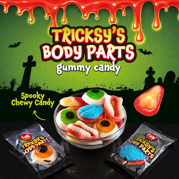 Tricksy's Body Parts Gummy Candy, 45 Count Individually Wrapped Halloween Gummies