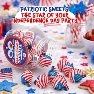 Patriotic Gummy Candy - 19 Ounce Jar (30 Count) - Strawberry & Grape Jam Center