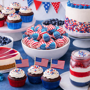 Patriotic Gummy Candy - 19 Ounce Jar (30 Count) - Strawberry & Grape Jam Center