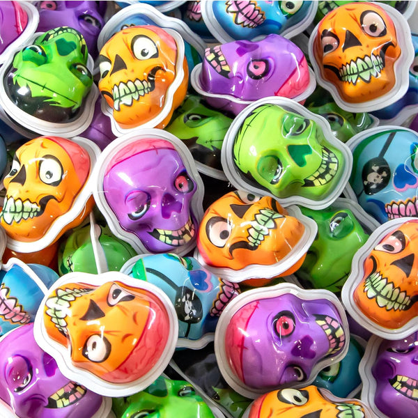 Halloween Candy, Gummy Skulls, Jelly Filled Gummies - 60 Count, 17 Oz Jar