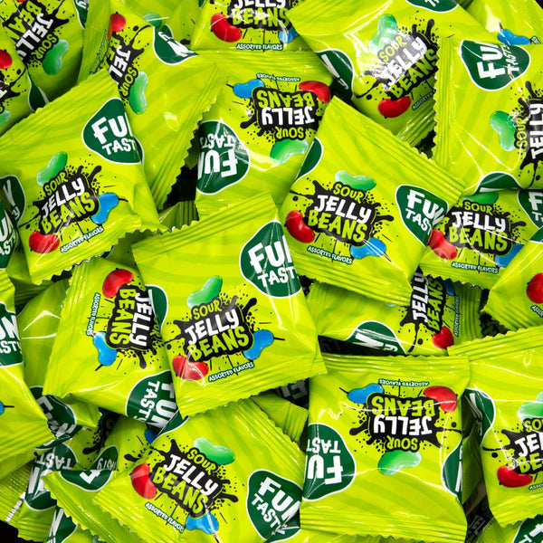 Sour Jelly Beans - 24 Mini Packs - St Patrick's Day Candy - Assorted Fruit Flavors - Individually Wrapped Jelly Beans for Gifting, Goodie Bags & Party Favors
