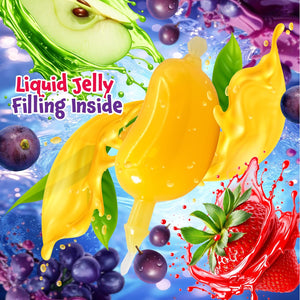Fruit Squeezable Jellies - 40 Count Jar - Tik Tok Candy - Fun Jelly Treat in Assorted Fruit Flavors - Mango, Strawberry, Apple, Pineapple & Grape - Gelatin Free
