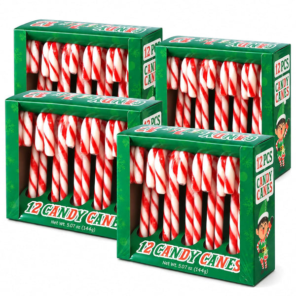 Christmas Candy, Peppermint Candy Canes, 12 Count (Pack of 4)