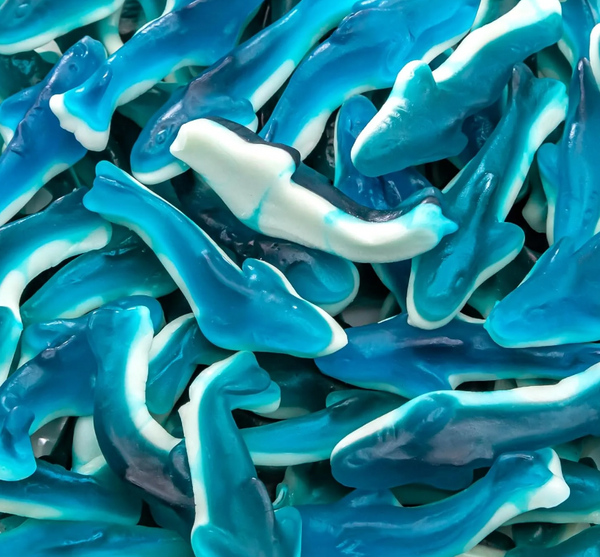 Gummy Sharks - 2 Pound Pack - Blue Shark Gummies - Blue Candy for Goodie Bags, Gifting, Snacking & Dessert Decorating - Chewy Candy with Raspberry Flavor