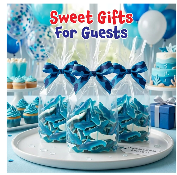 Gummy Sharks - 2 Pound Pack - Blue Shark Gummies - Blue Candy for Goodie Bags, Gifting, Snacking & Dessert Decorating - Chewy Candy with Raspberry Flavor
