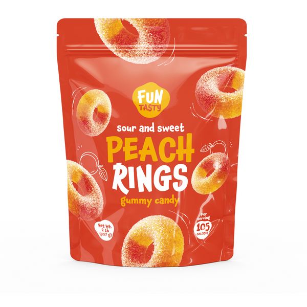 Peach Rings - 2 Pound Bulk Pack - Gummy Candy - Sour and Sweet Classic Treat