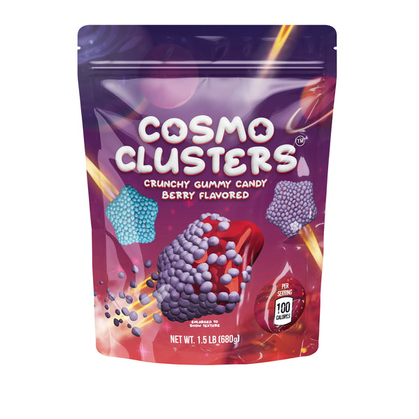 Cosmo Clusters Candy - 1.5 Pound Pack - Crunchy Gummies - Star Gummy Candies - Berry Flavored